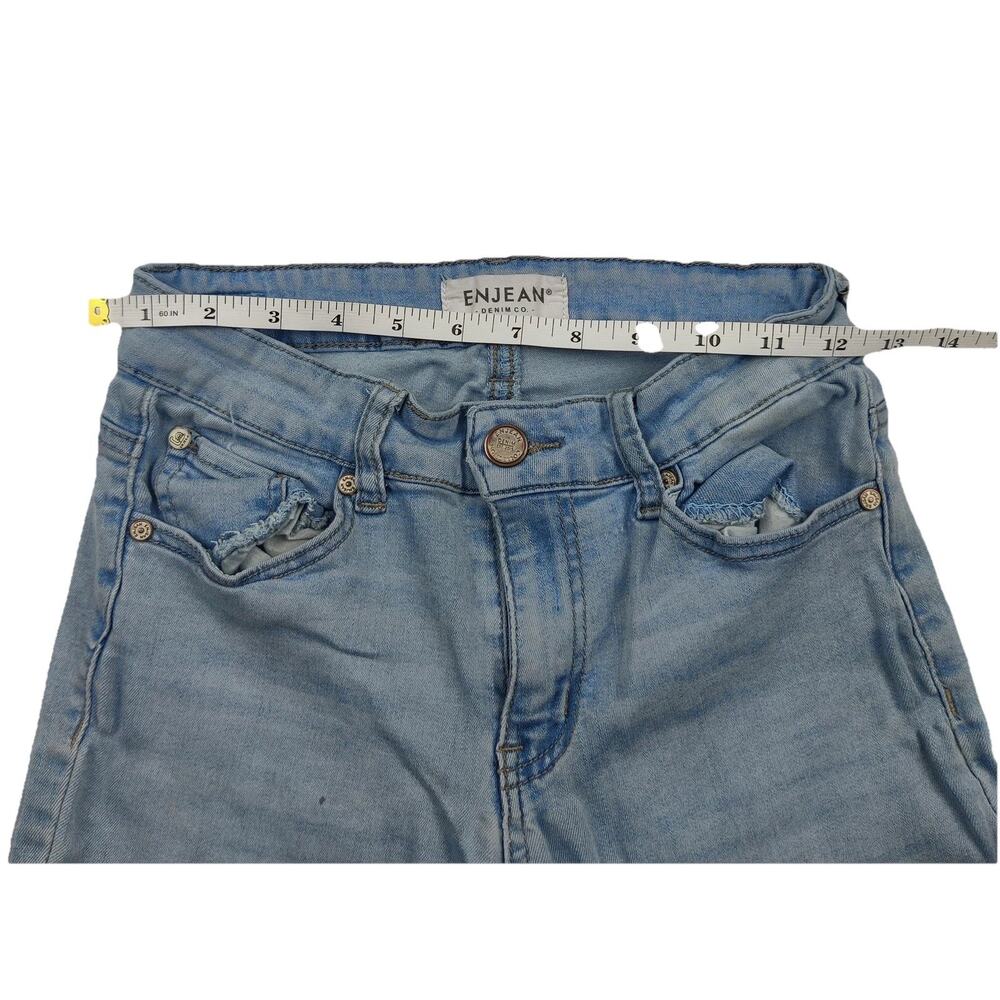ENJEAN Bootcut Jeans Juniors 5 Blue Light Wash Distressed Stretch Denim 27x30 - Picture 5 of 11